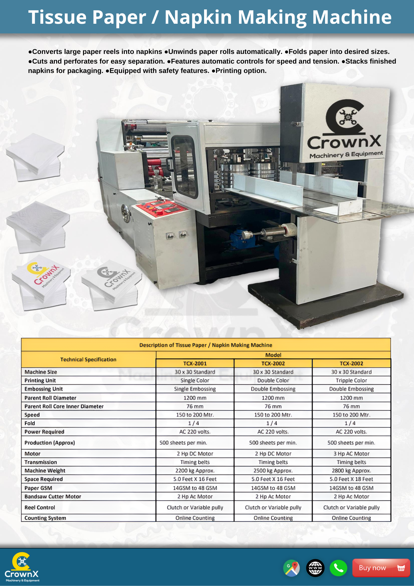 Tissue Paper (Napkin) Converting Machine